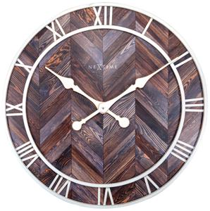 NeXtime NE-3245BR - Wandklok - Ø 58 Cm - Hout/Metaal - Donkerbruin - &apos;Roman Vintage&apos;