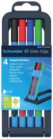 Schneider balpen Slider Edge, extra breed, geassorteerde kleuren, opstelbare doos van 4 stuks
