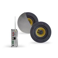 Wifi-Audio Versterker Aquasound Airplay + DLNA 50W Inclusief Speakerset Aquasound Samba 205 mm Mat Chroom Aquasound