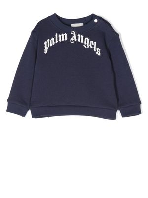 Palm Angels Kids sweat en coton à logo imprimé - Bleu