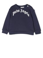 Palm Angels Kids sweat en coton à logo imprimé - Bleu