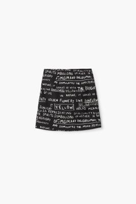 Minirrok met zinnenprint - BLACK - XL