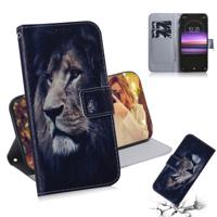 Lion patroon gekleurde tekening horizontale Flip lederen case voor Sony Xperia 1 met houder & kaartsleuven & portemonnee