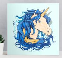 Canvas schilderij Echte eenhoorn in blauwtinten