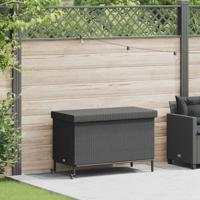 Tuinbox met wielen 110x55x73 cm poly rattan zwart