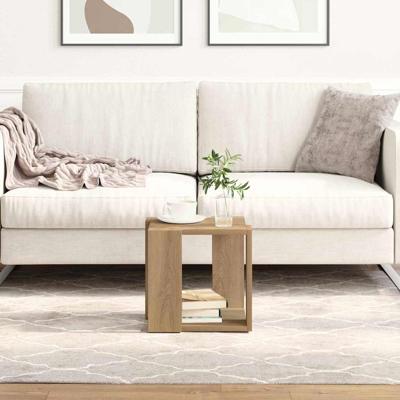 Salontafel artisanaal eikenkleurig 32 x 32 x 30 cm Bewerkt hout