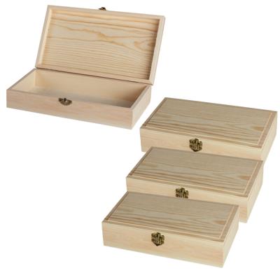 Houten kistjes - 4x - met sluiting en deksel - 25 x 14 x 6 cm - Sieraden / spulletjes / sleutels