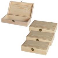 Houten kistjes - 4x - met sluiting en deksel - 25 x 14 x 6 cm - Sieraden / spulletjes / sleutels