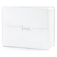 Gastenboek/receptieboek Love - Bruiloft - wit/zilver - 24 x 18,5 cm - Gastenboeken - thumbnail