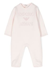 Emporio Armani Kids grenouillère en coton à logo brodé - Rose