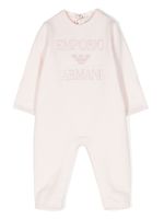 Emporio Armani Kids grenouillère en coton à logo brodé - Rose - thumbnail