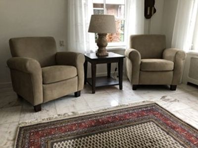 Set van 2 leren fauteuils met houten poten - bruin leer - Echt leer, Klassiek, ontdek de vele Leersoorten en Kleuren bij ShopX