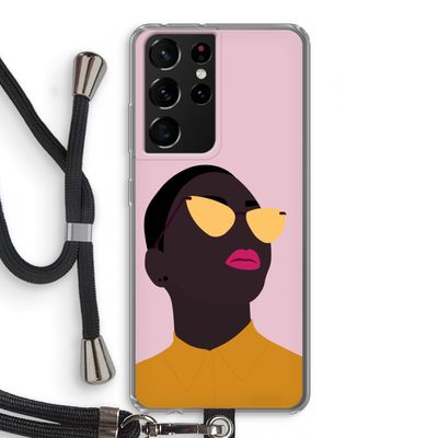 Yellow glasses: Samsung Galaxy S21 Ultra Transparant Hoesje met koord