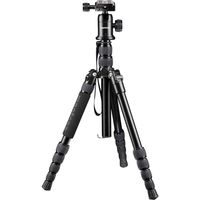 Mantona DSLM Travel mit Kuge Tripod 1/4 inch, 3/8 inch Werkhoogte: 48 - 143 cm Zwart Incl. tas, Kogelkop, Waterpas