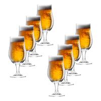 Bierglazen op voet - 8x stuks - glas - 370 ml - speciaal bier - bierglas - thumbnail