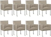 Set van 8 Lichtgrijze leren moderne kuipstoel Desire - poot rond rvs met wiel - Kenia Leer Lightgrey (lichtgrijs leer) Set van 8 Lichtgrijze leren moderne kuipstoel Desire - poot rond rvs met wiel - Kenia Leer Lightgrey (lichtgrijs leer)