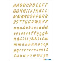 Stickervellen 220x alfabet plak letters A-Z goud/transparant 8 mm - thumbnail