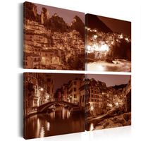 Schilderij -Italiaanse Steden, 4luik - thumbnail