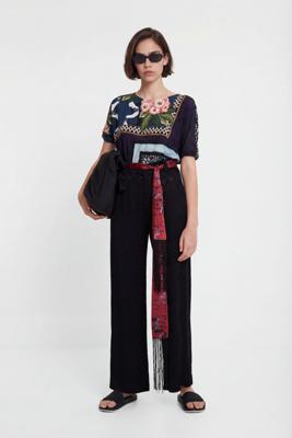 Broek met sjaal als riem - BLACK - 44