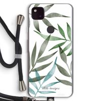 Tropical watercolor leaves: Pixel 4a 5G Transparant Hoesje met koord