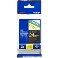 Brother Gloss Laminated Labelling Tape - 24mm, Gold/Black - thumbnail