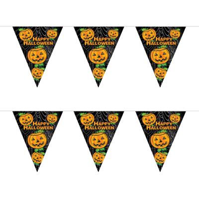Pompoenen Halloween vlaggenlijn feestslinger - 2x - plastic - 450 cm