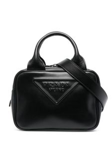Prada sac cabas en cuir à logo embossé - Noir