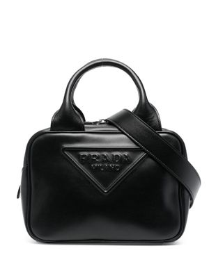 Prada sac cabas en cuir à logo embossé - Noir
