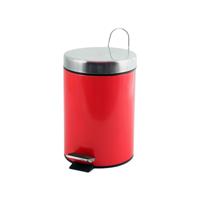 MSV Prullenbak/pedaalemmer - metaal - rood - 3 liter - 17 x 25 cm - Badkamer/toilet - Pedaalemmers
