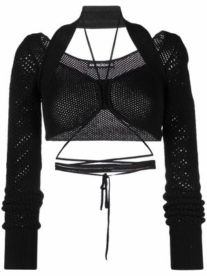 ANDREĀDAMO haut crop en maille - Noir