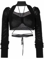 ANDREĀDAMO haut crop en maille - Noir
