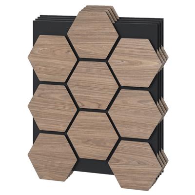 4-delige Set Geluidsabsorberende Wandpanelen 81 x 66 cm Bestaande Uit 9 Zeshoekige Houten Panelen