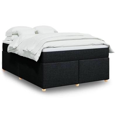 Boxspring met matras stof zwart 140x190 cm