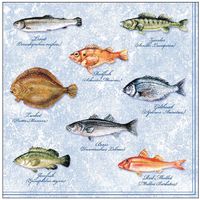 80x Tafel diner/lunch servetten 33 x 33 cm vissen print