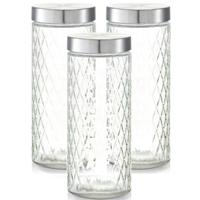 Zeller keuken voorraadpotten / bewaarpotten - 3x - 2000 ml - geruit glas - 11 x 27 cm