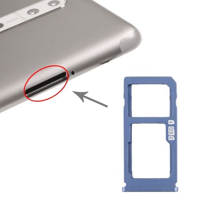 SIM-kaartlade + SIM-kaart lade / Micro SD-kaart lade voor Nokia 8 / N8 TA-1012 TA-1004 TA-1052 (Blauw)