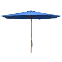 VidaXL Parasol met houten paal 350 cm blauw