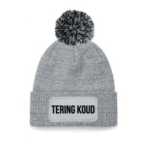 Tering koud muts met pompon unisex - one size - grijs - apres-ski muts