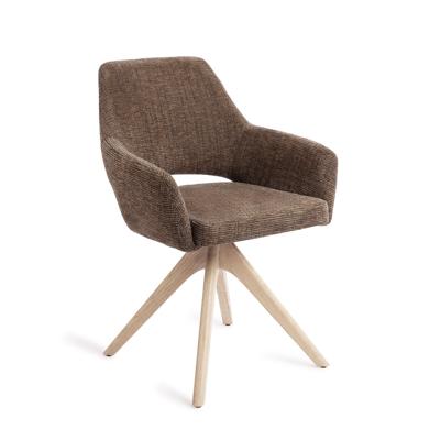 Jesper Home Eetkamerstoel 'Yanai' Revolve Oak Bleach, kleur Checked Chestnut
