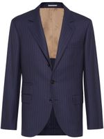 Brunello Cucinelli blazer en laine vierge à fines rayures - Bleu