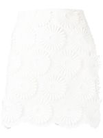 Elie Saab minijupe à fleurs en dentelle - Blanc