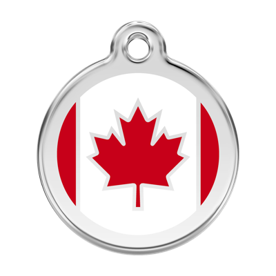 Canadian Flag Red roestvrijstalen hondenpenning large/groot dia. 3,8 cm - Reddingo