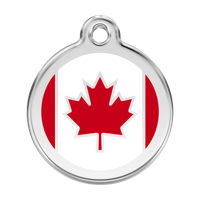 Canadian Flag Red roestvrijstalen hondenpenning large/groot dia. 3,8 cm - Reddingo
