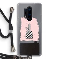 Zwart-wit cactus: OnePlus 8 Pro Transparant Hoesje met koord