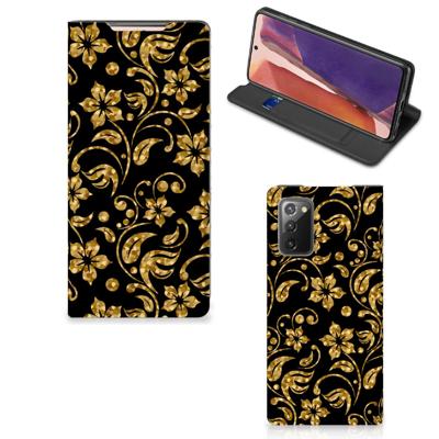 Samsung Galaxy Note20 Smart Cover Gouden Bloemen Samsung Galaxy Note20 Smart Cover Gouden Bloemen