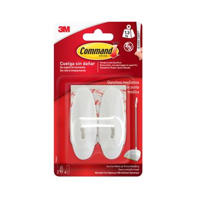 Haak voor ophanging 3M 1,3 kg 29 X 79 X 29 MM Wit Metaal (2 Stuks)