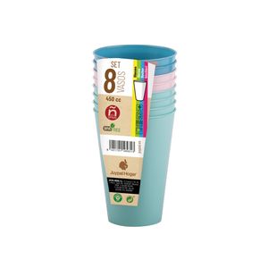 Drinkbekers - 8x - pasteltinten - kunststof - 450 ml - herbruikbaar