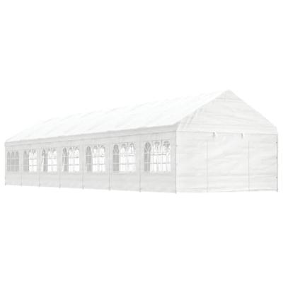 Prieel met dak 15,61x4,08x3,22 m polyetheen wit