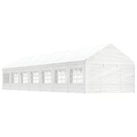 Prieel met dak 15,61x4,08x3,22 m polyetheen wit