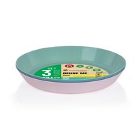 Juypal Borden - 3x - pastel tinten - kunststof - D18,5 x H2,5 cm - herbruikbaar - BPA-vrij   -